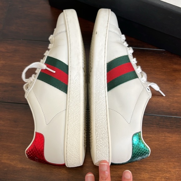 Gucci Ace Web Embroidered Bee Leather Sneakers size 37 Made in Italy Authentic - Picture 13 of 16